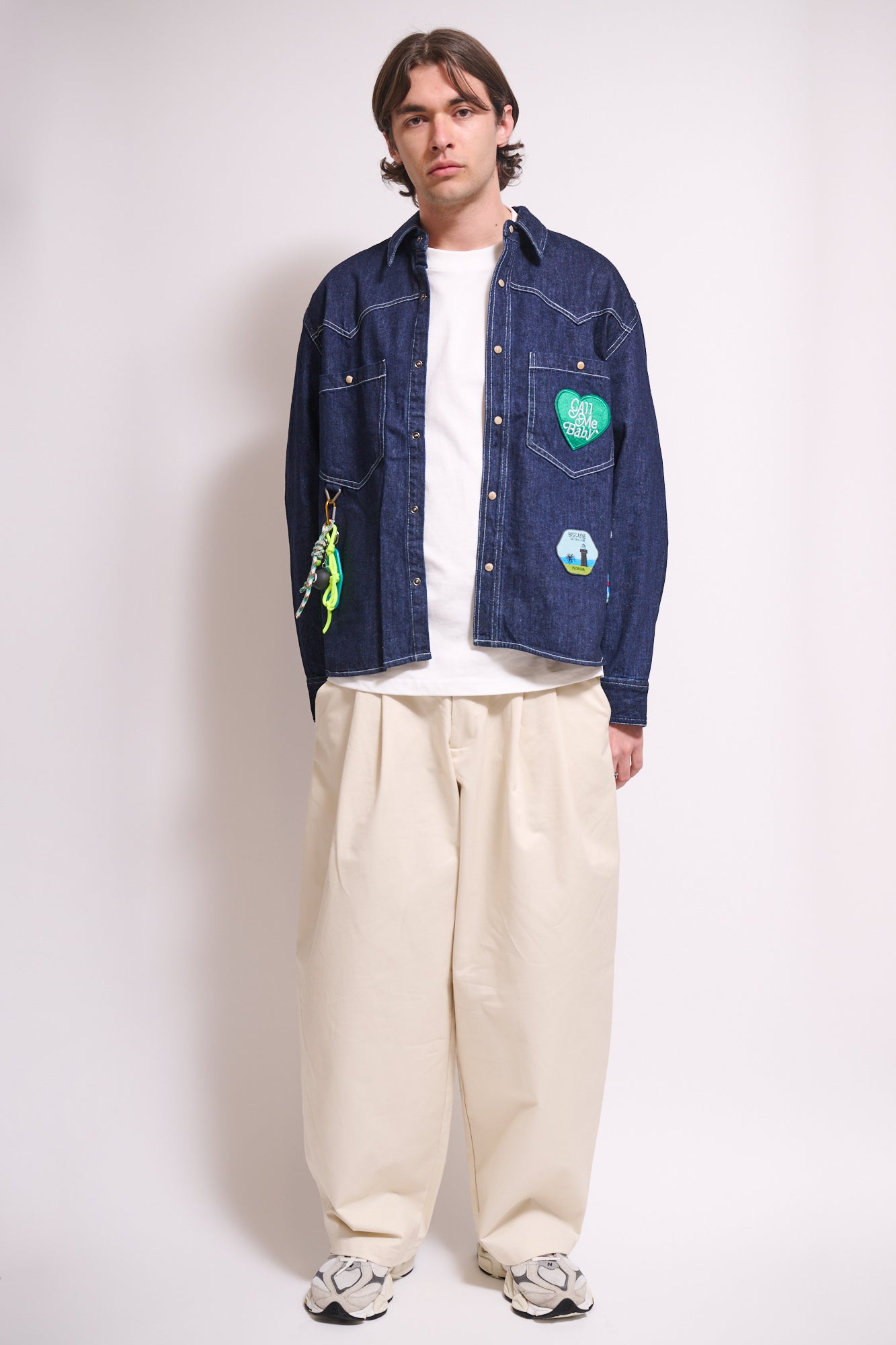 BRAIN Pantalone Balloon Fit Cotone Panna