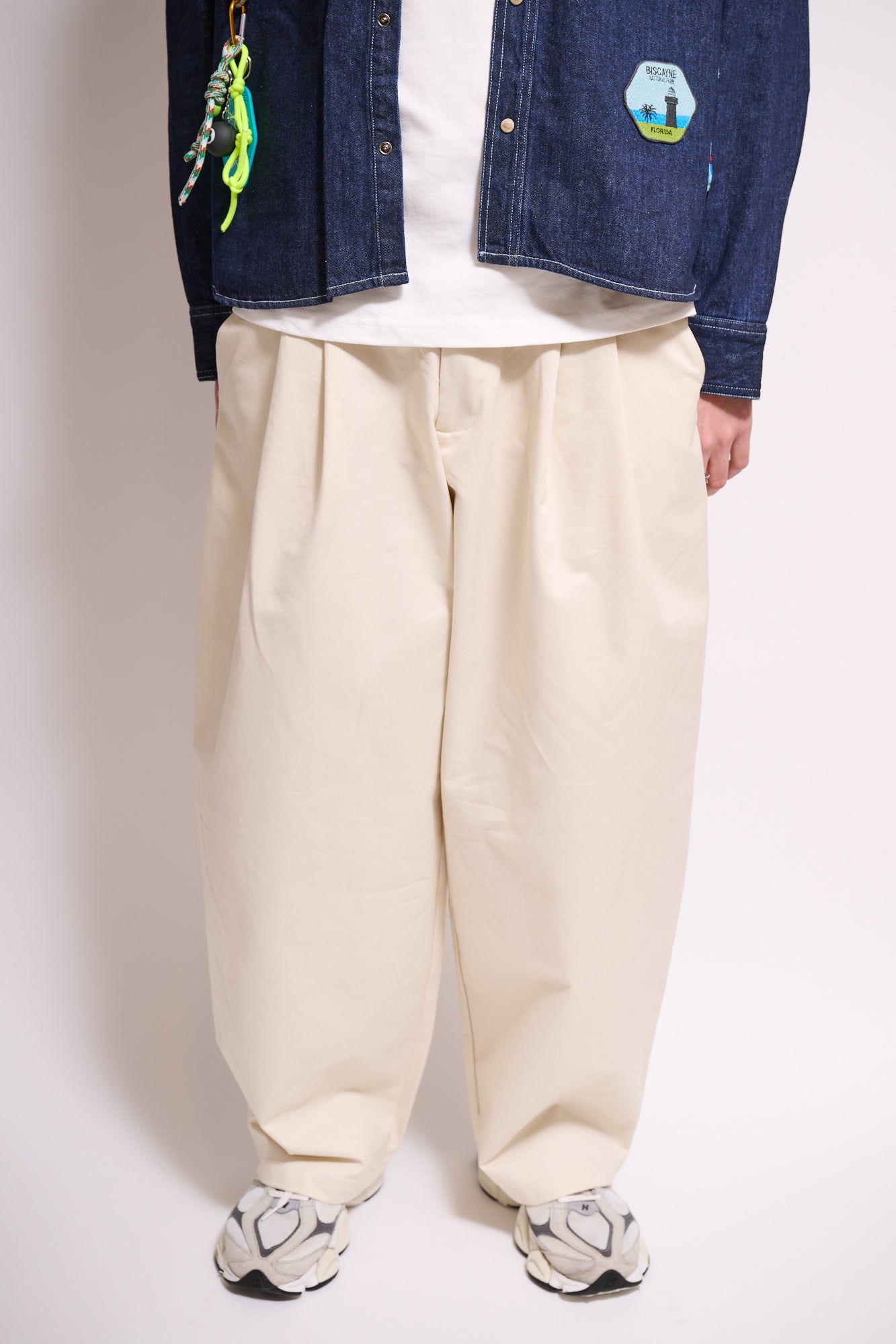 BRAIN Pantalone Balloon Fit Cotone Panna