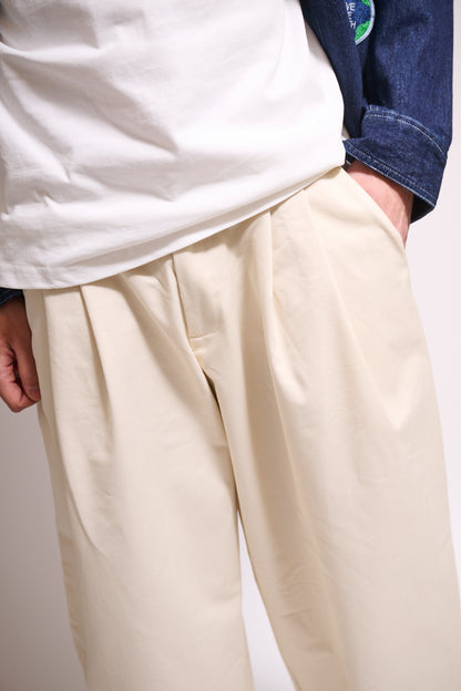 BRAIN Pantalone Balloon Fit Cotone Panna