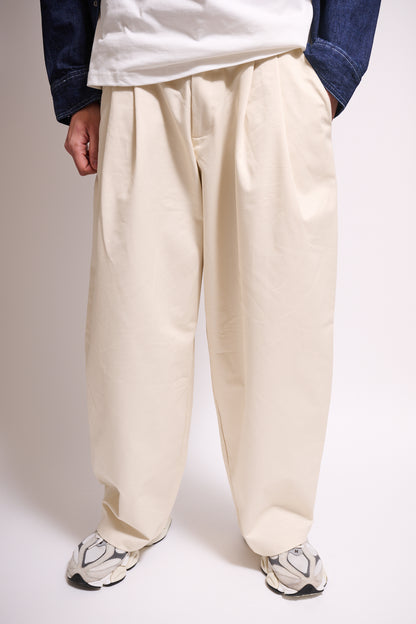 BRAIN Pantalone Balloon Fit Cotone Panna