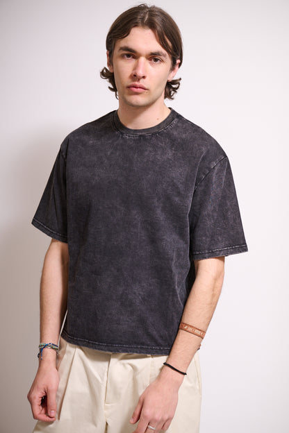 BRAIN T-Shirt Boxy Fit Stone Wash Nera