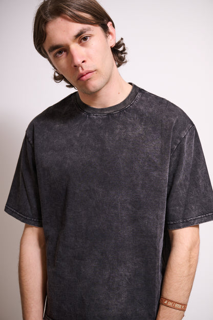BRAIN T-Shirt Boxy Fit Stone Wash Nera