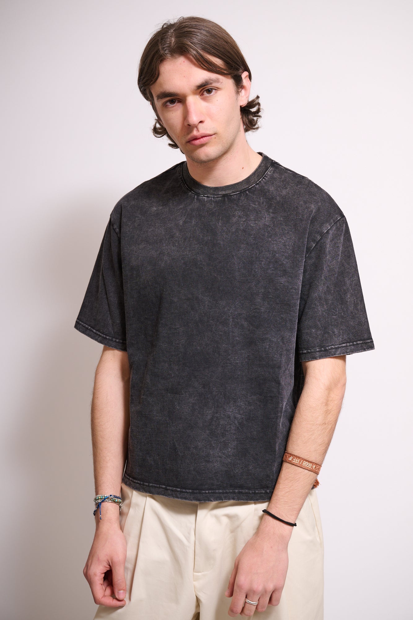 BRAIN T-Shirt Boxy Fit Stone Wash Nera
