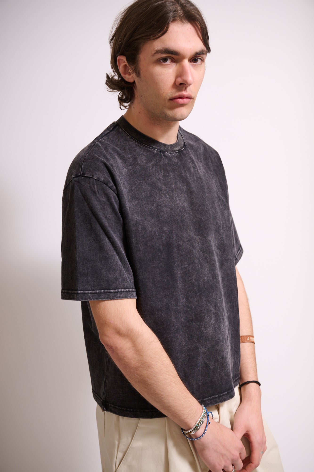 BRAIN T-Shirt Boxy Fit Stone Wash Nera