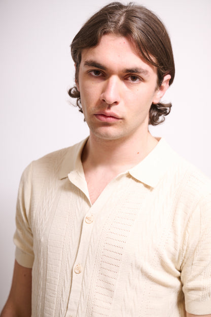 BRAIN Polo Cardigan M/M con Bottoni Beige