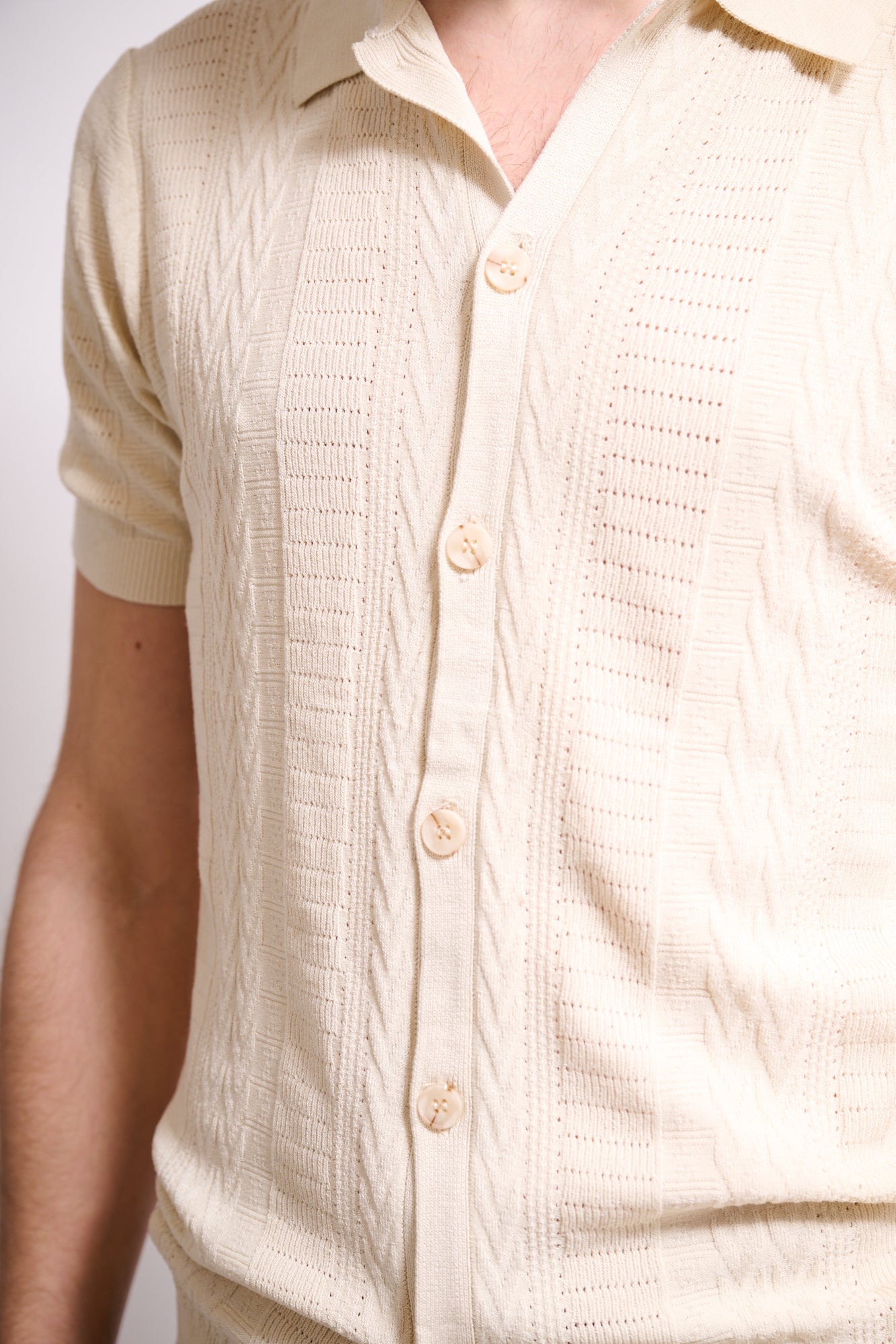 BRAIN Polo Cardigan M/M con Bottoni Beige