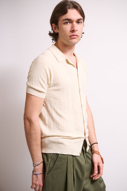 BRAIN Polo Cardigan M/M con Bottoni Beige