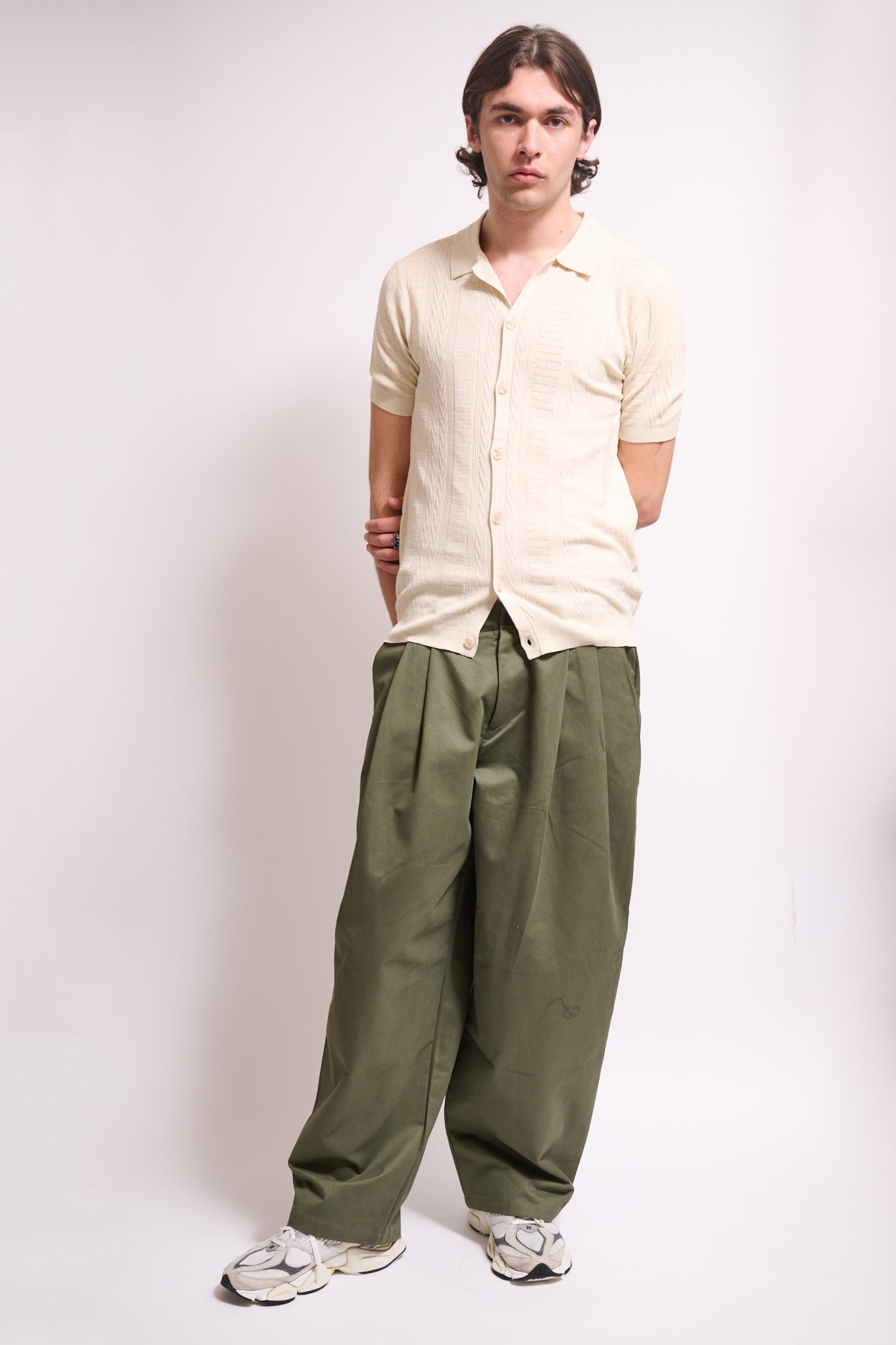 BRAIN Polo Cardigan M/M con Bottoni Beige