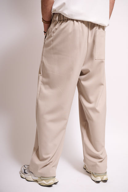 BRAIN Pantalone Baggy Fit Con Pince Tailored Beige