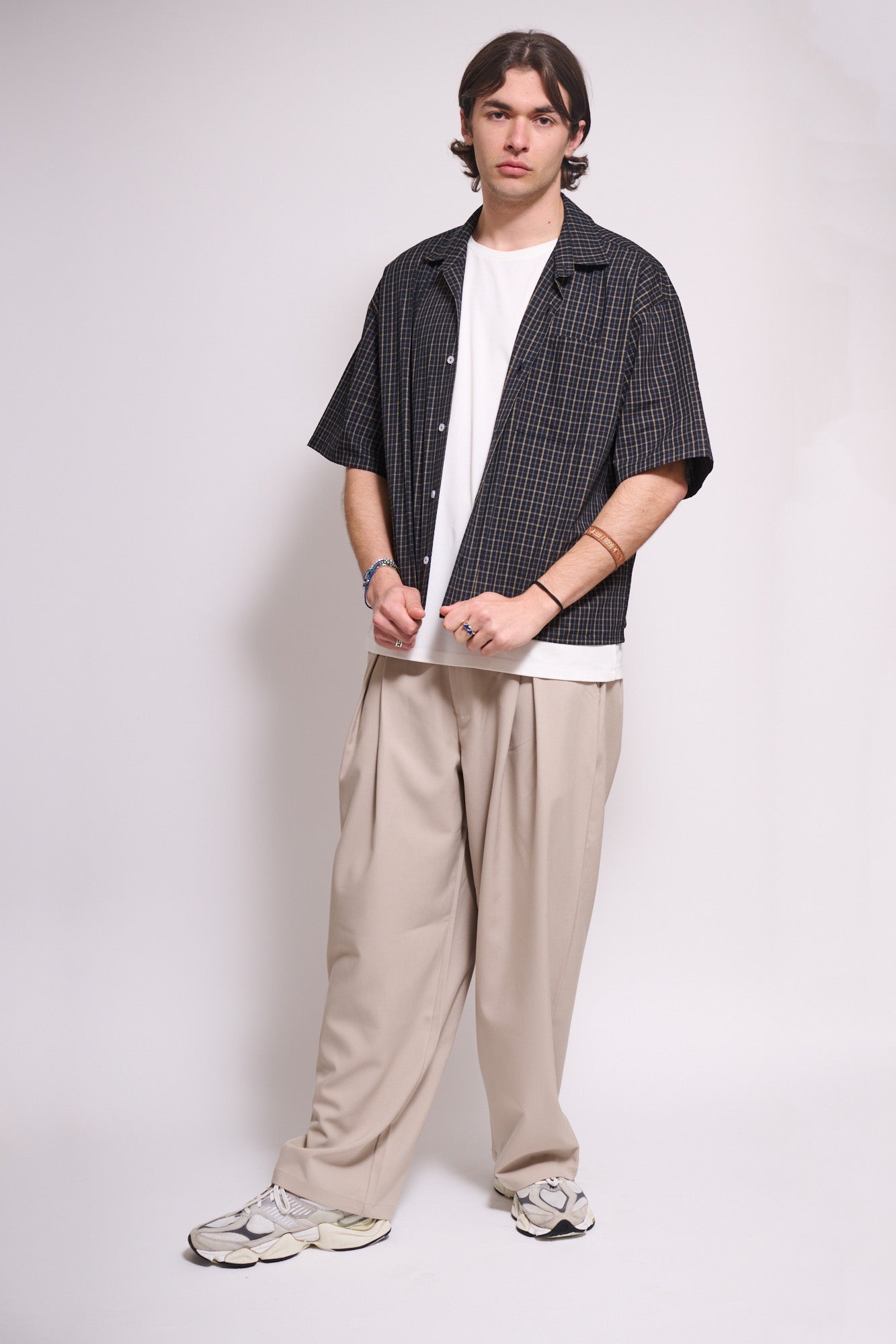 BRAIN Pantalone Baggy Fit Con Pince Tailored Beige
