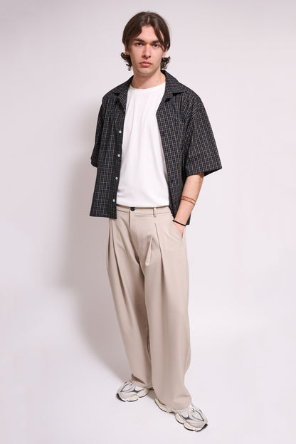 BRAIN Pantalone Baggy Fit Con Pince Tailored Beige