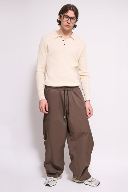 BRAIN Polo Texture Waffle Manica Lunga Con Bottoni Beige