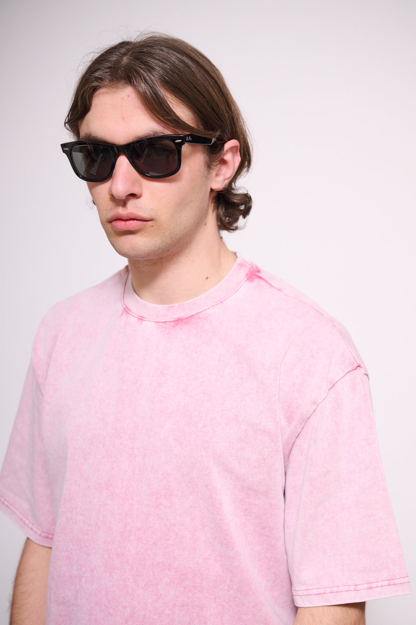 BRAIN T-Shirt Boxy Fit Stone Wash Rosa