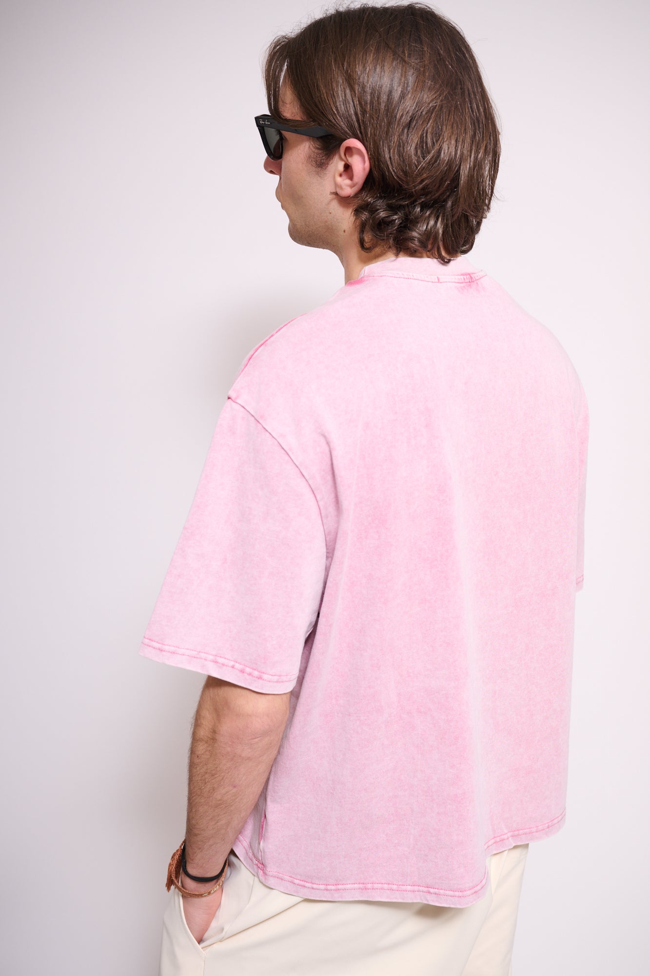 BRAIN T-Shirt Boxy Fit Stone Wash Rosa