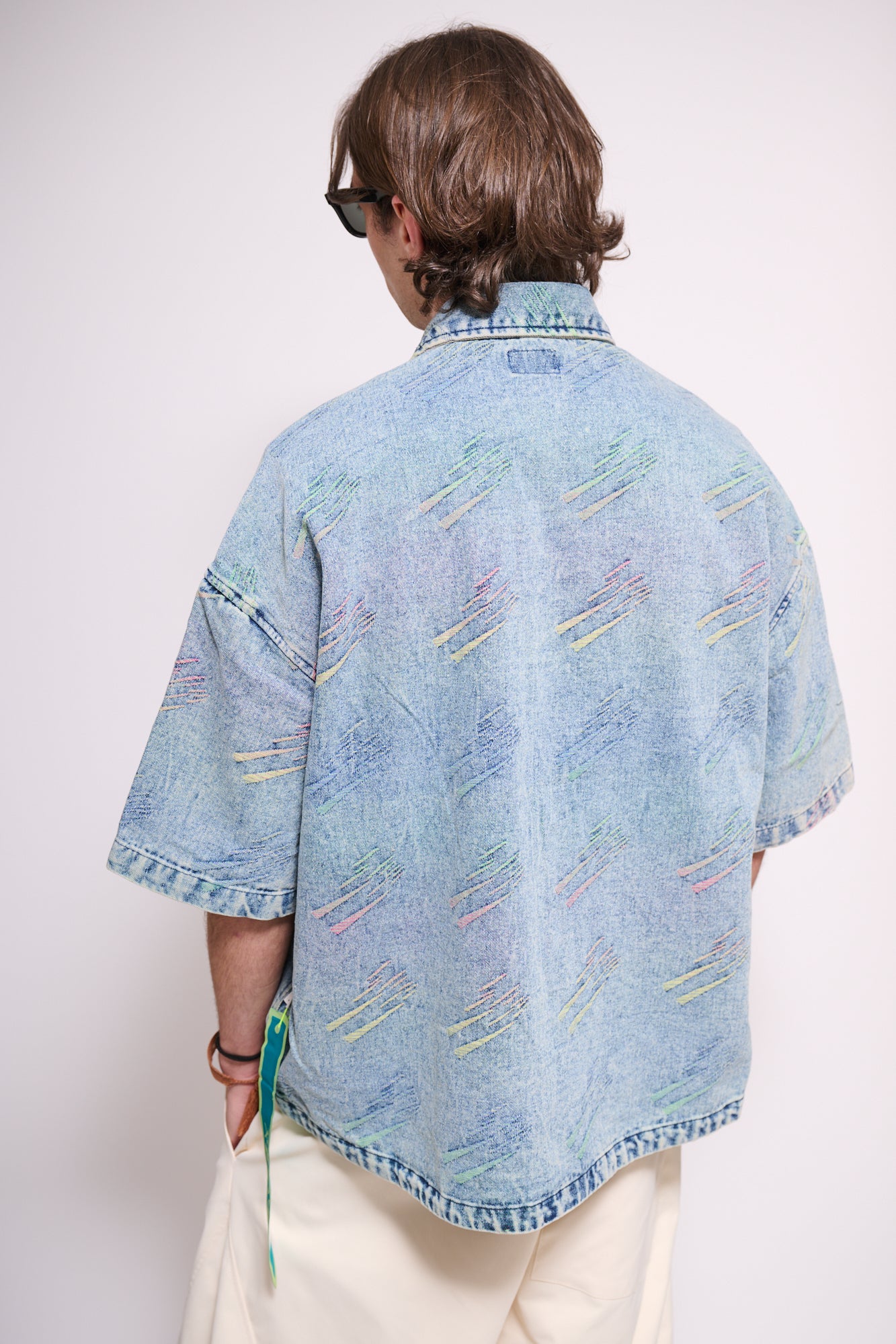 BERNA Camicia Denim M/M Triangoli Fluo