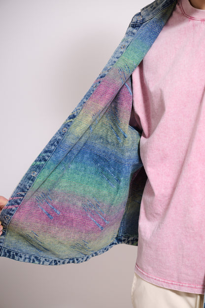 BERNA Camicia Denim M/M Triangoli Fluo