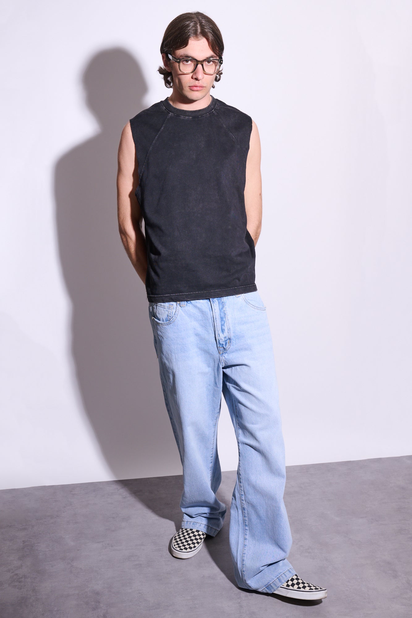 BRAIN Smanicato Taglio Vivo Nero Stone Wash