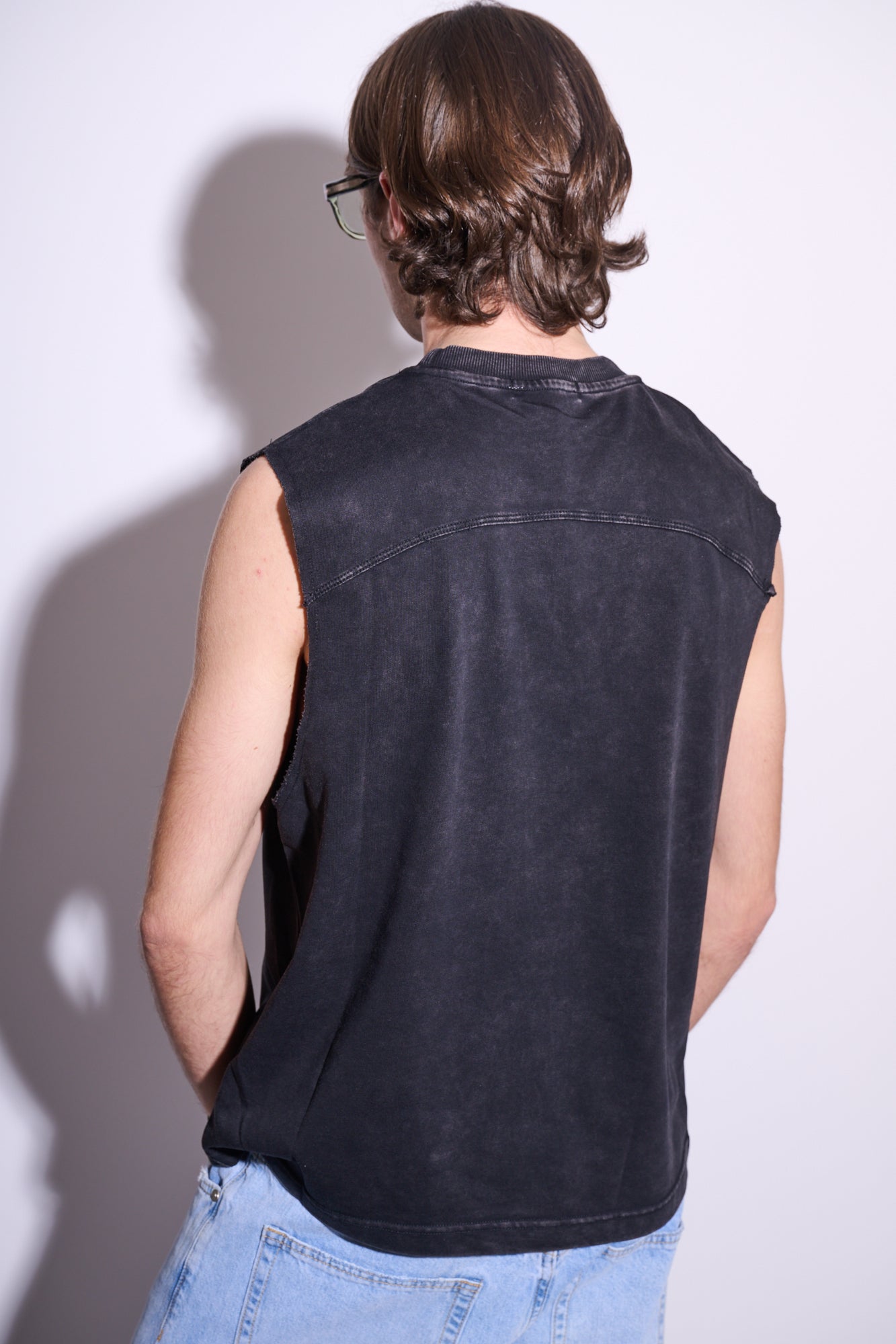BRAIN Smanicato Taglio Vivo Nero Stone Wash