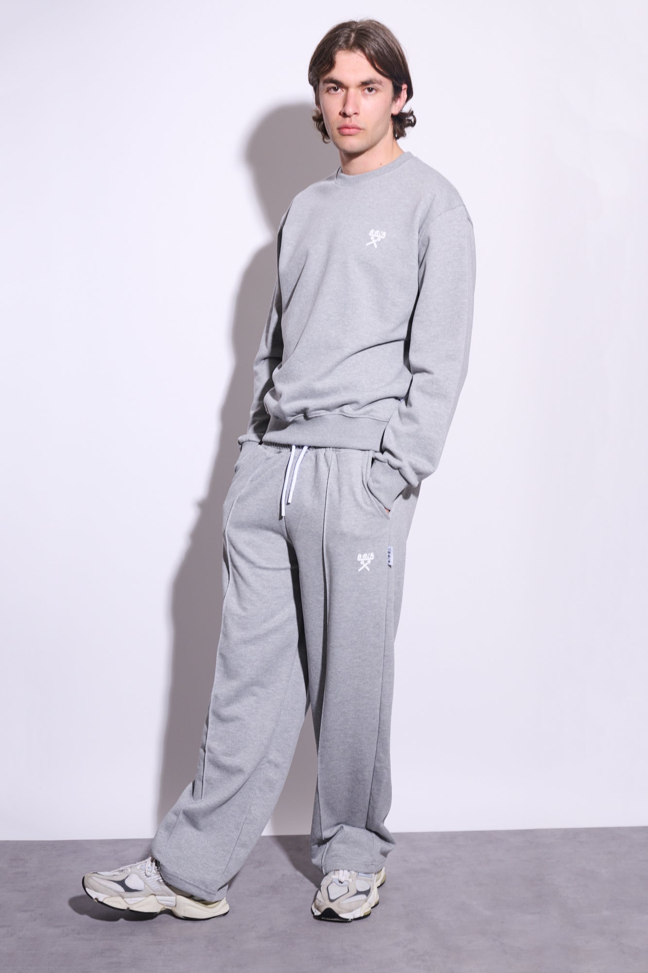 BERNA Pantalone Tuta Fondo Ampio Grigio Melange