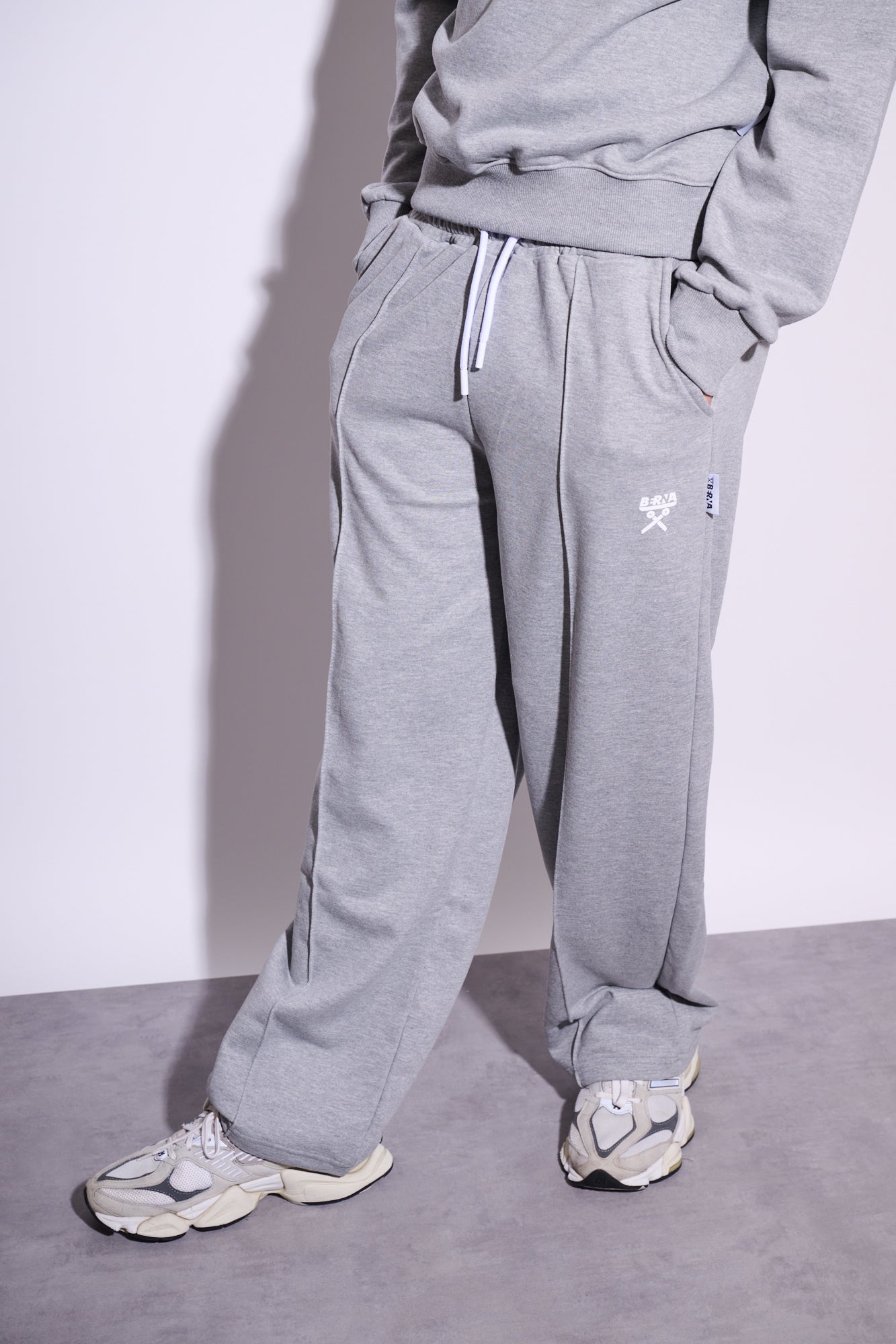 BERNA Pantalone Tuta Fondo Ampio Grigio Melange