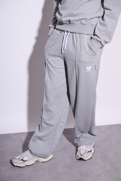 BERNA Pantalone Tuta Fondo Ampio Grigio Melange