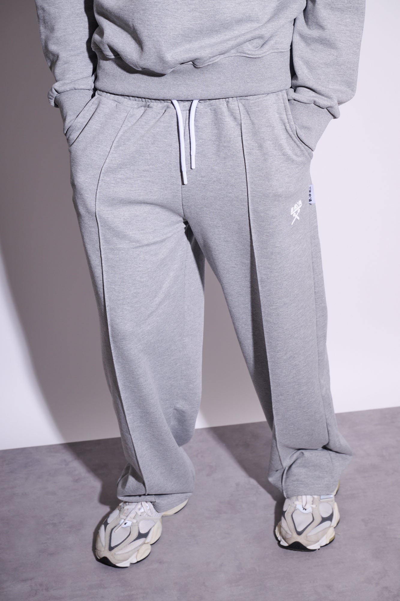 BERNA Pantalone Tuta Fondo Ampio Grigio Melange
