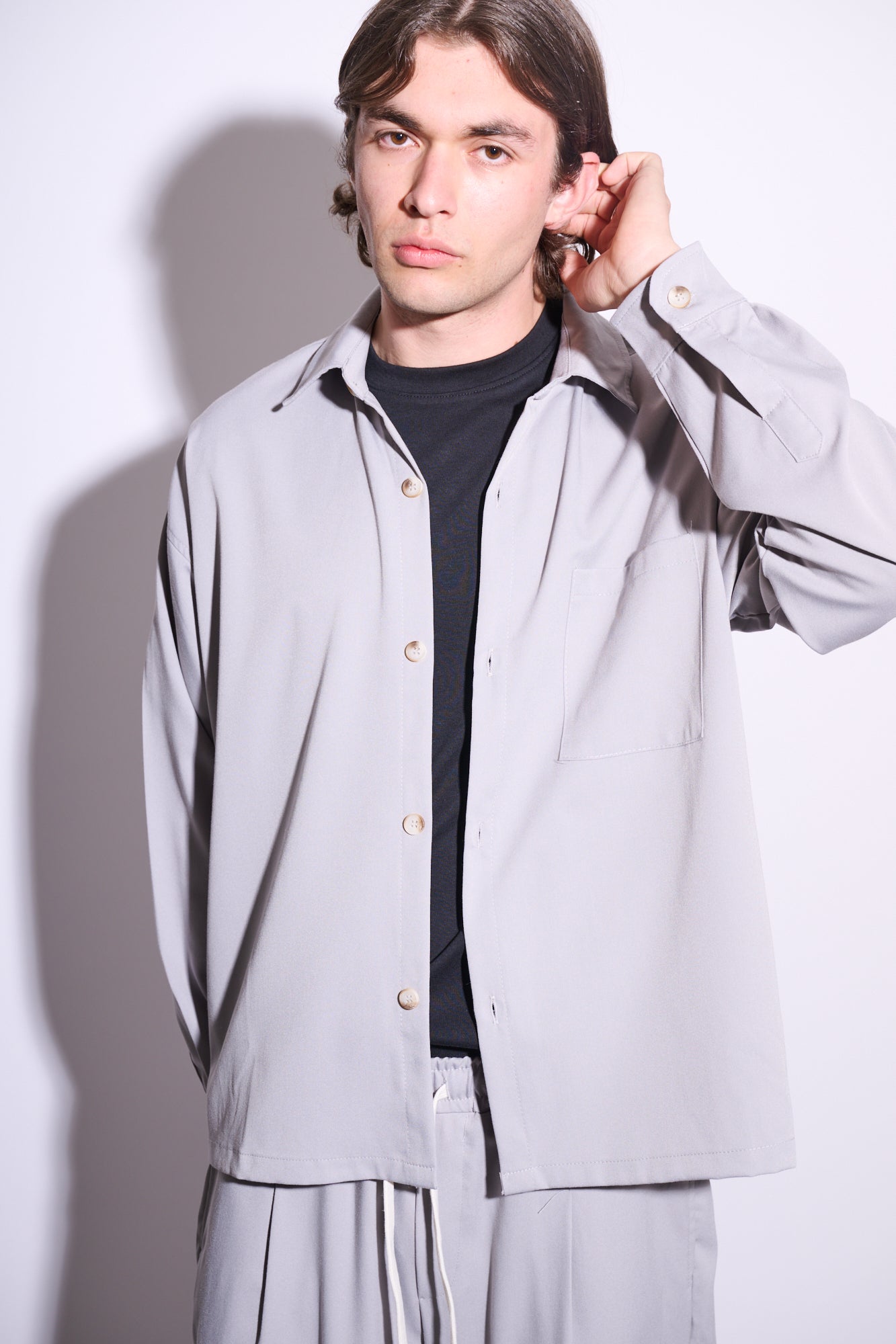 BRAIN Coordinato Viscosa Boxy Fit Fondo Ampio Grigio