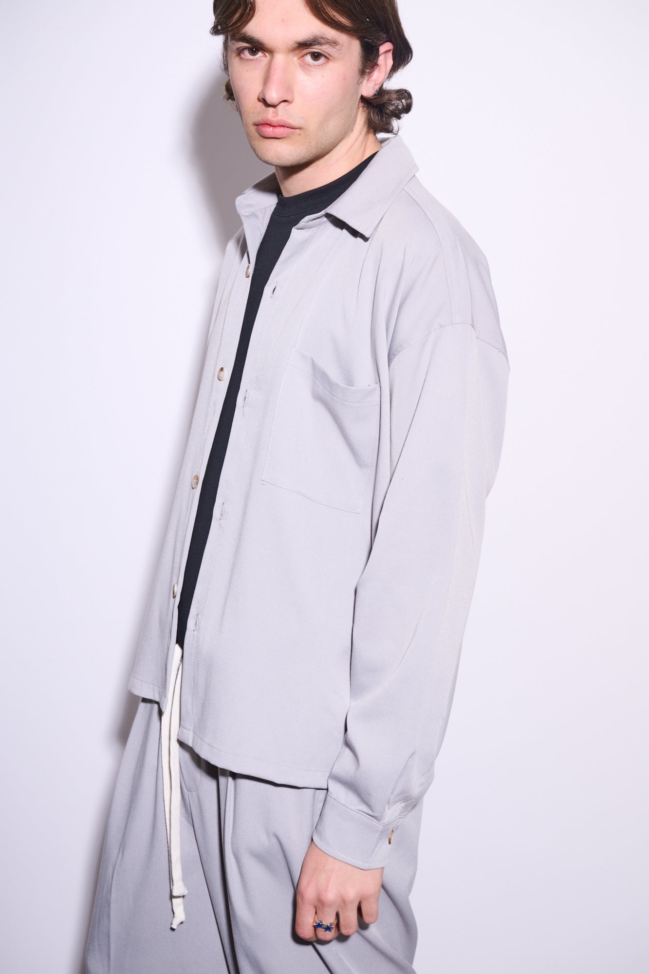 BRAIN Coordinato Viscosa Boxy Fit Fondo Ampio Grigio