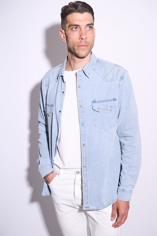 BERNA Camicia Denim Azzurra