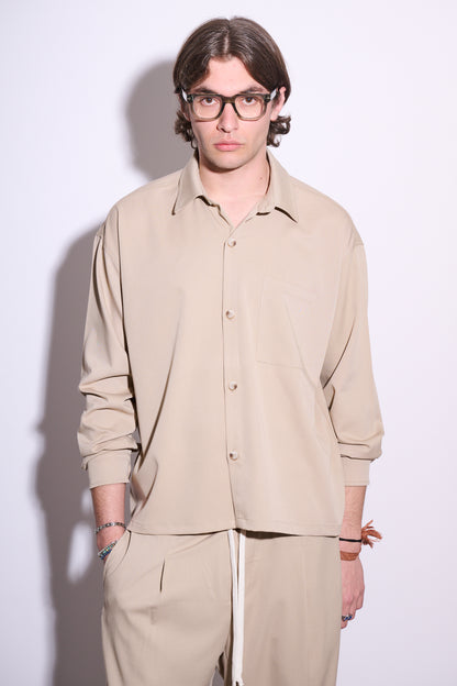 BRAIN Coordinato Viscosa Boxy Fit Fondo Ampio Beige