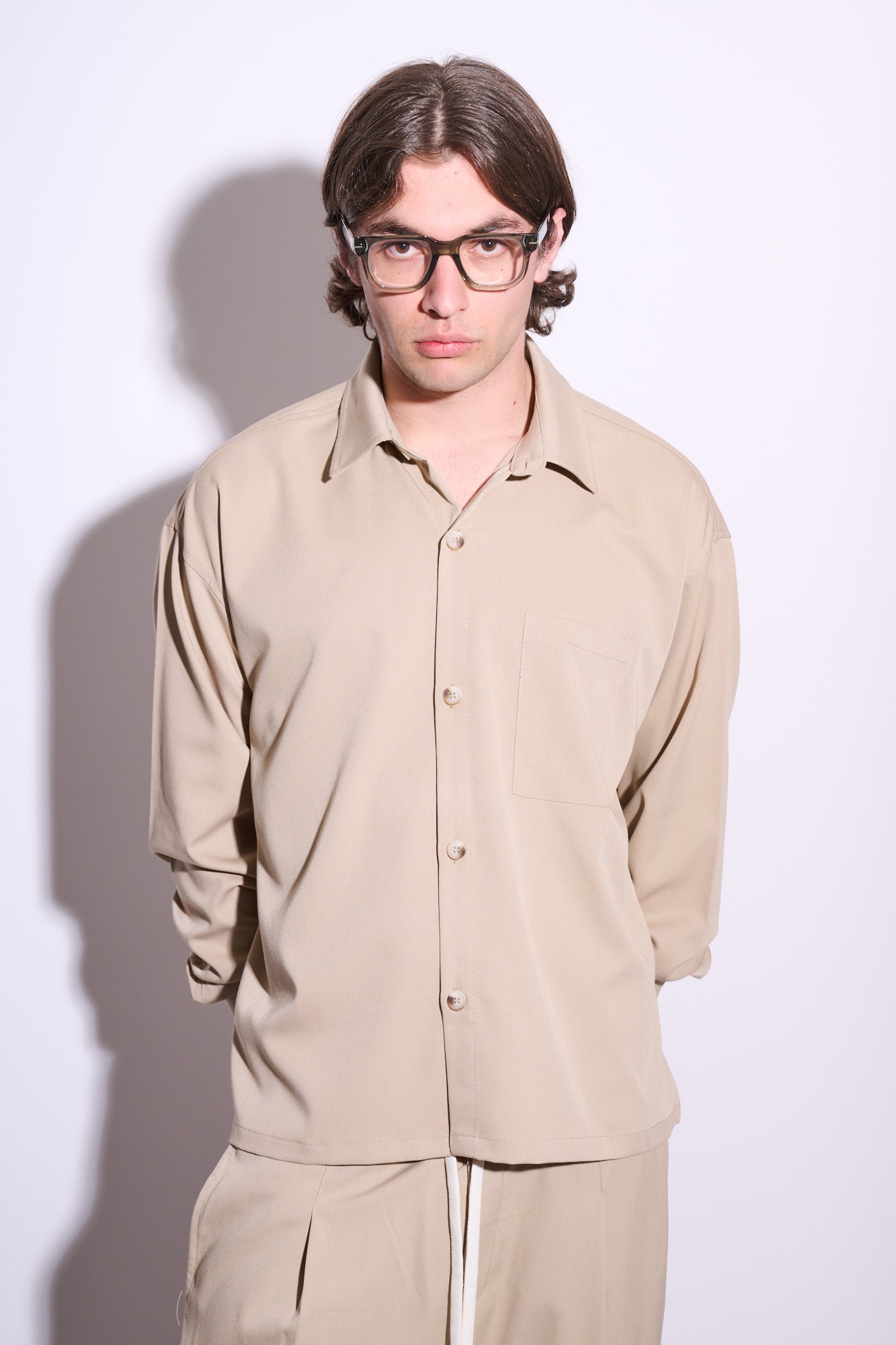 BRAIN Coordinato Viscosa Boxy Fit Fondo Ampio Beige