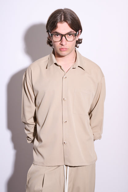 BRAIN Coordinato Viscosa Boxy Fit Fondo Ampio Beige