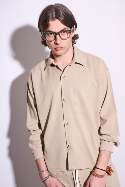 BRAIN Coordinato Viscosa Boxy Fit Fondo Ampio Beige