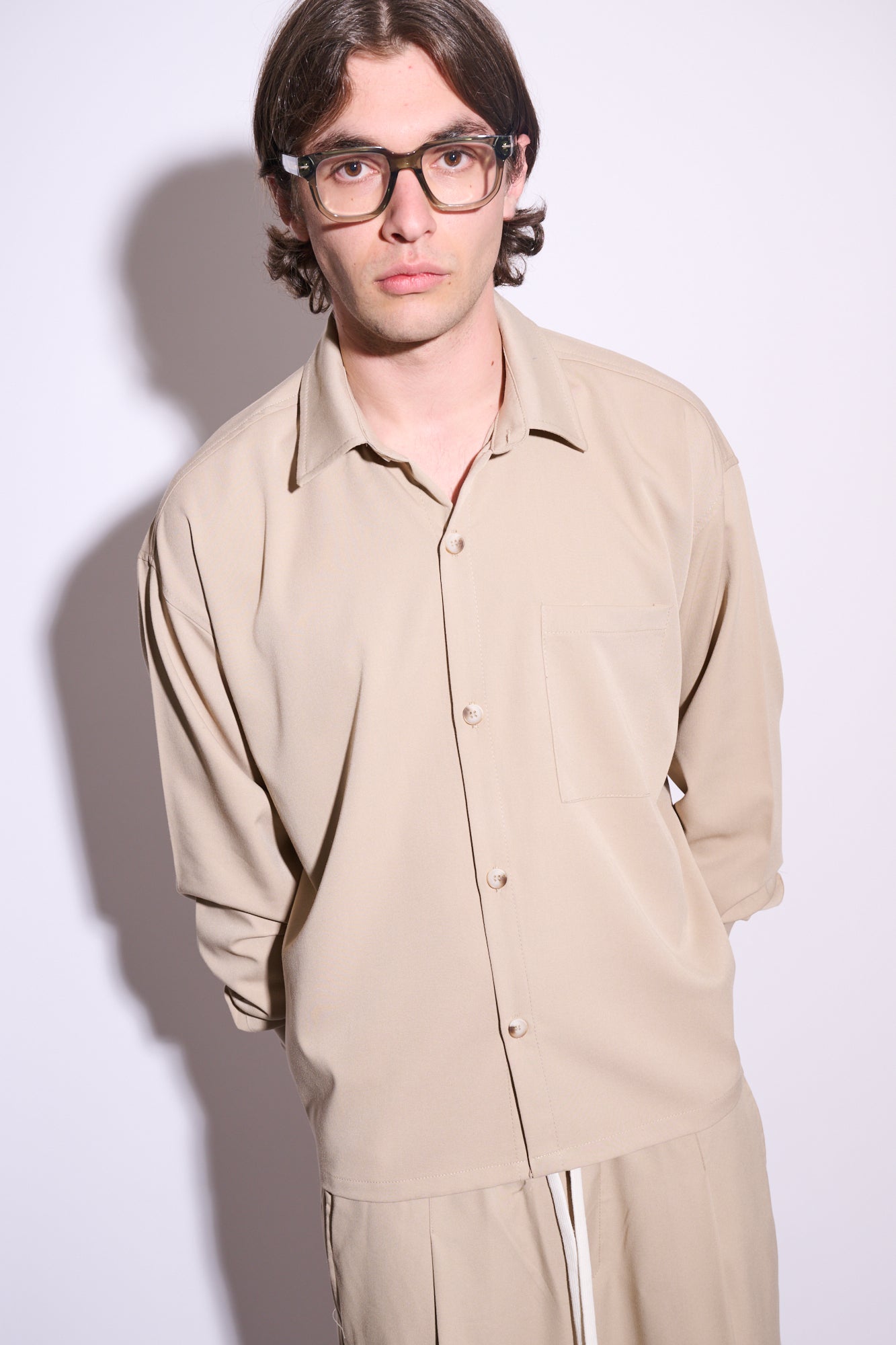 BRAIN Coordinato Viscosa Boxy Fit Fondo Ampio Beige