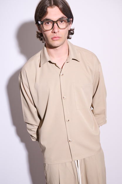 BRAIN Coordinato Viscosa Boxy Fit Fondo Ampio Beige