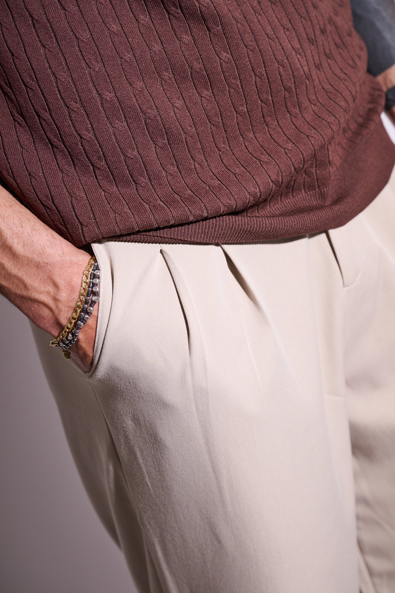 BRAIN Pantalone Viscosa Beige