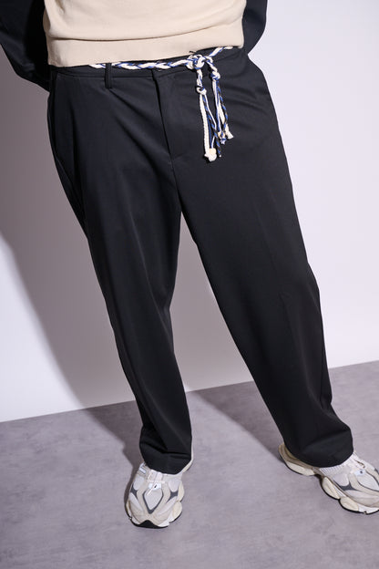 BRAIN Pantalone Viscosa Corda Nero