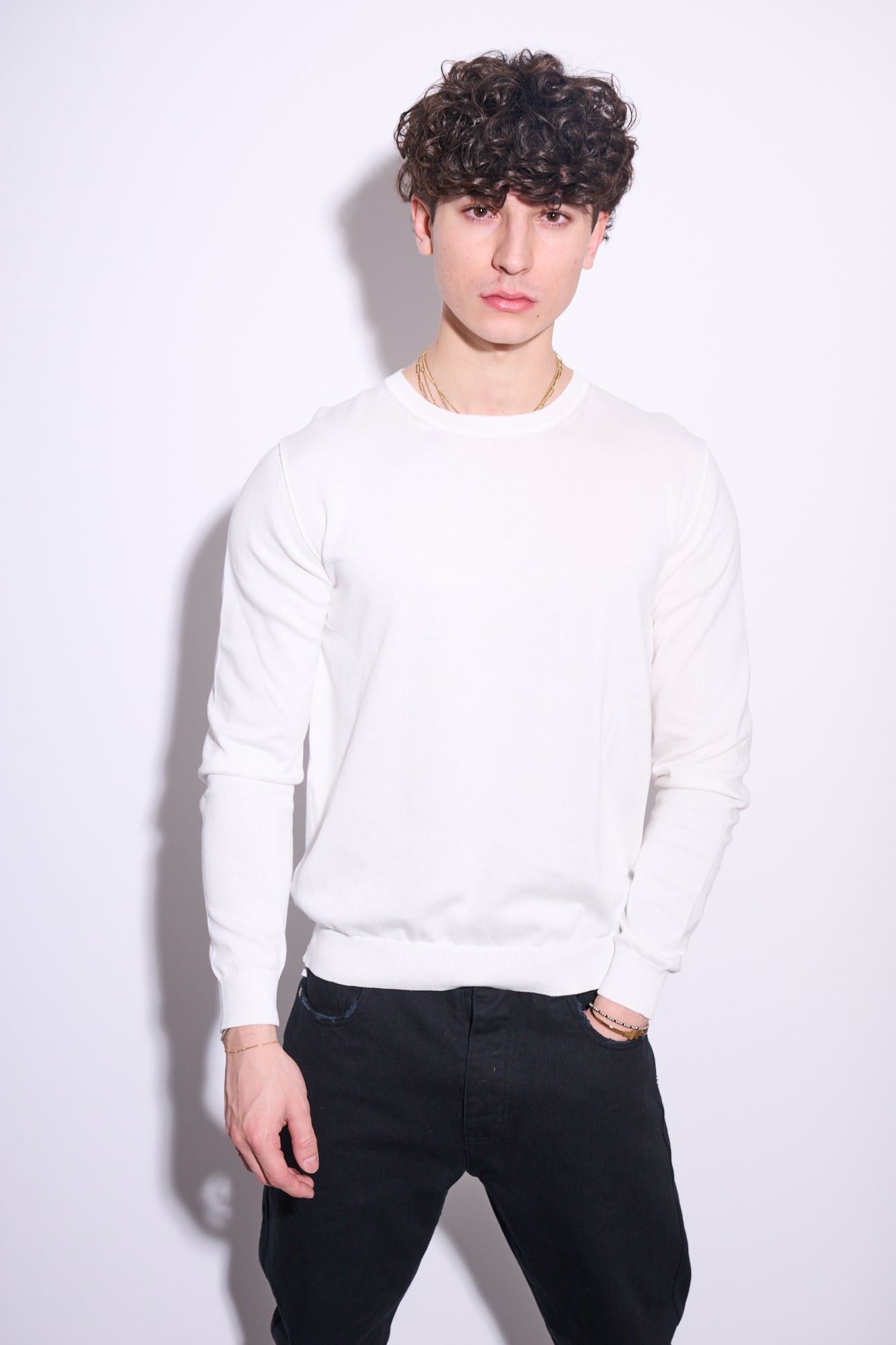 BRAIN Maglioncino In Cotone Bianco