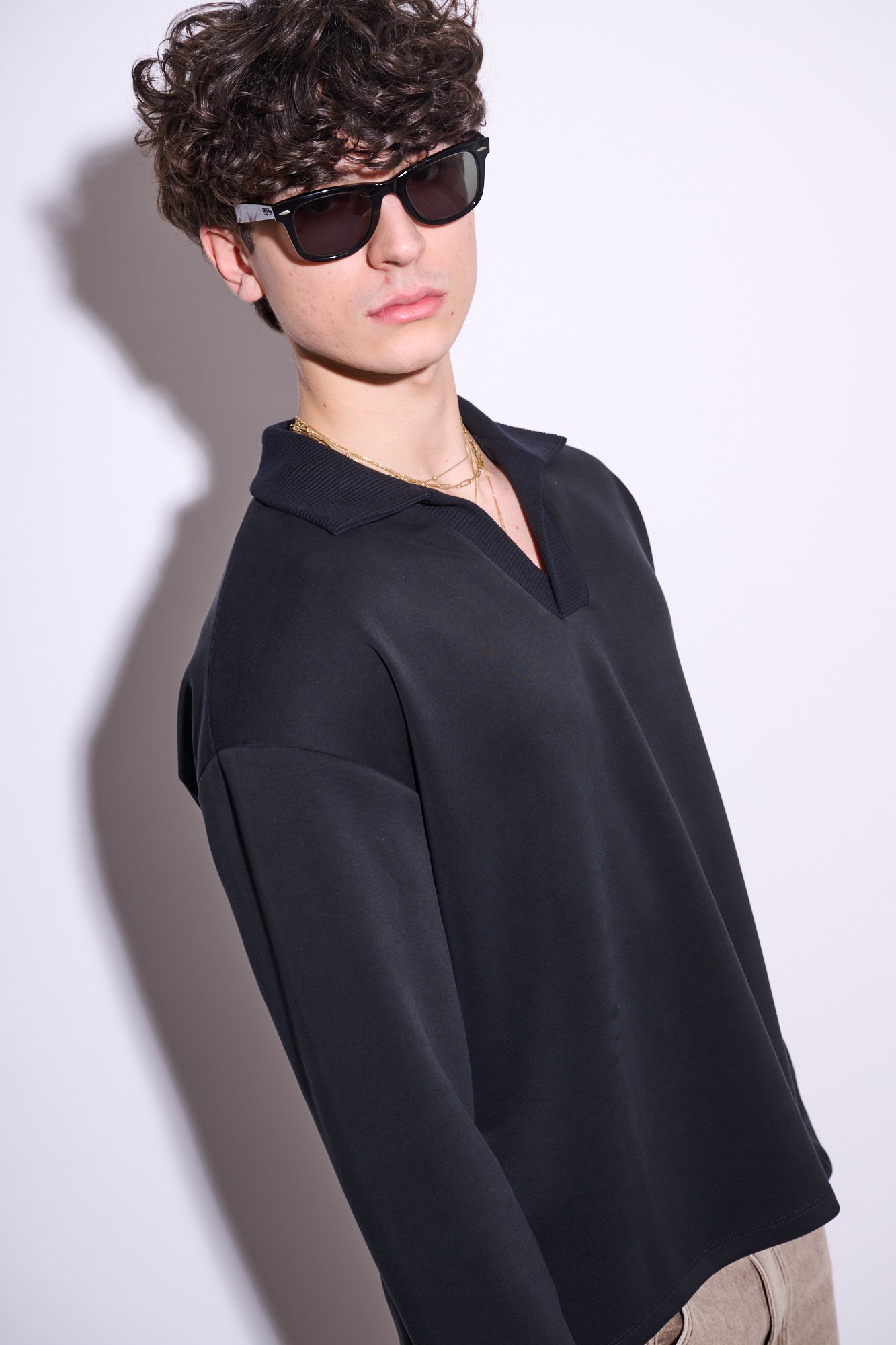 IMPERIAL Maglia Manica Lunga Nera Colletto