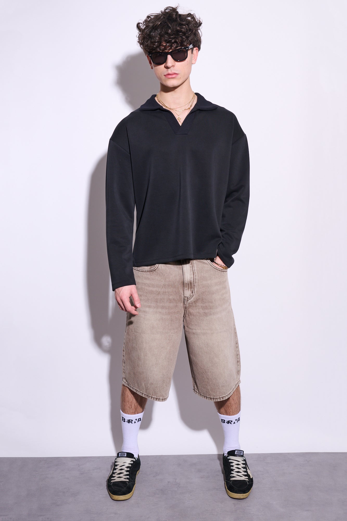 BRAIN Bermuda Jeans Over Grigio