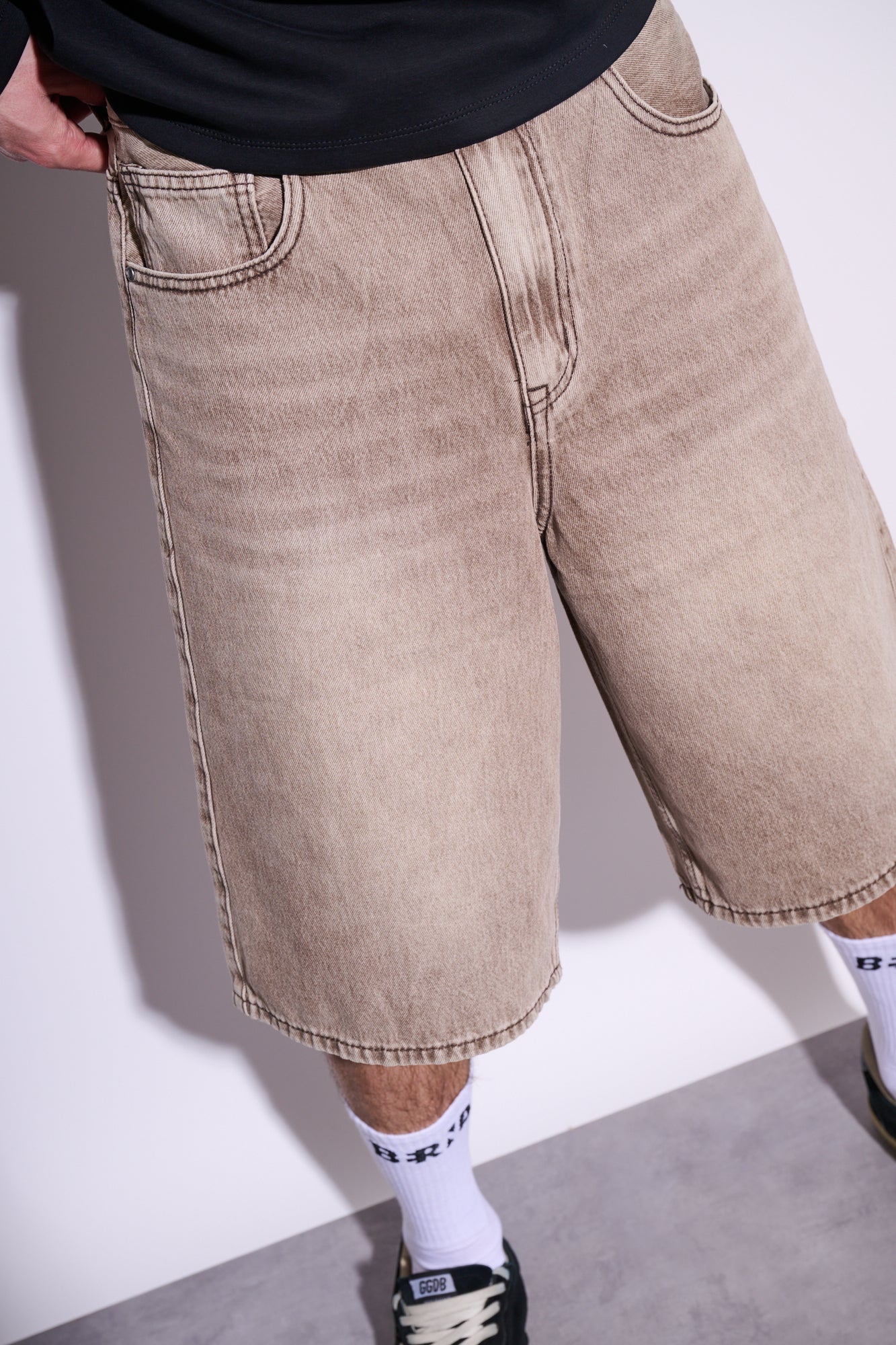 BRAIN Bermuda Jeans Over Grigio