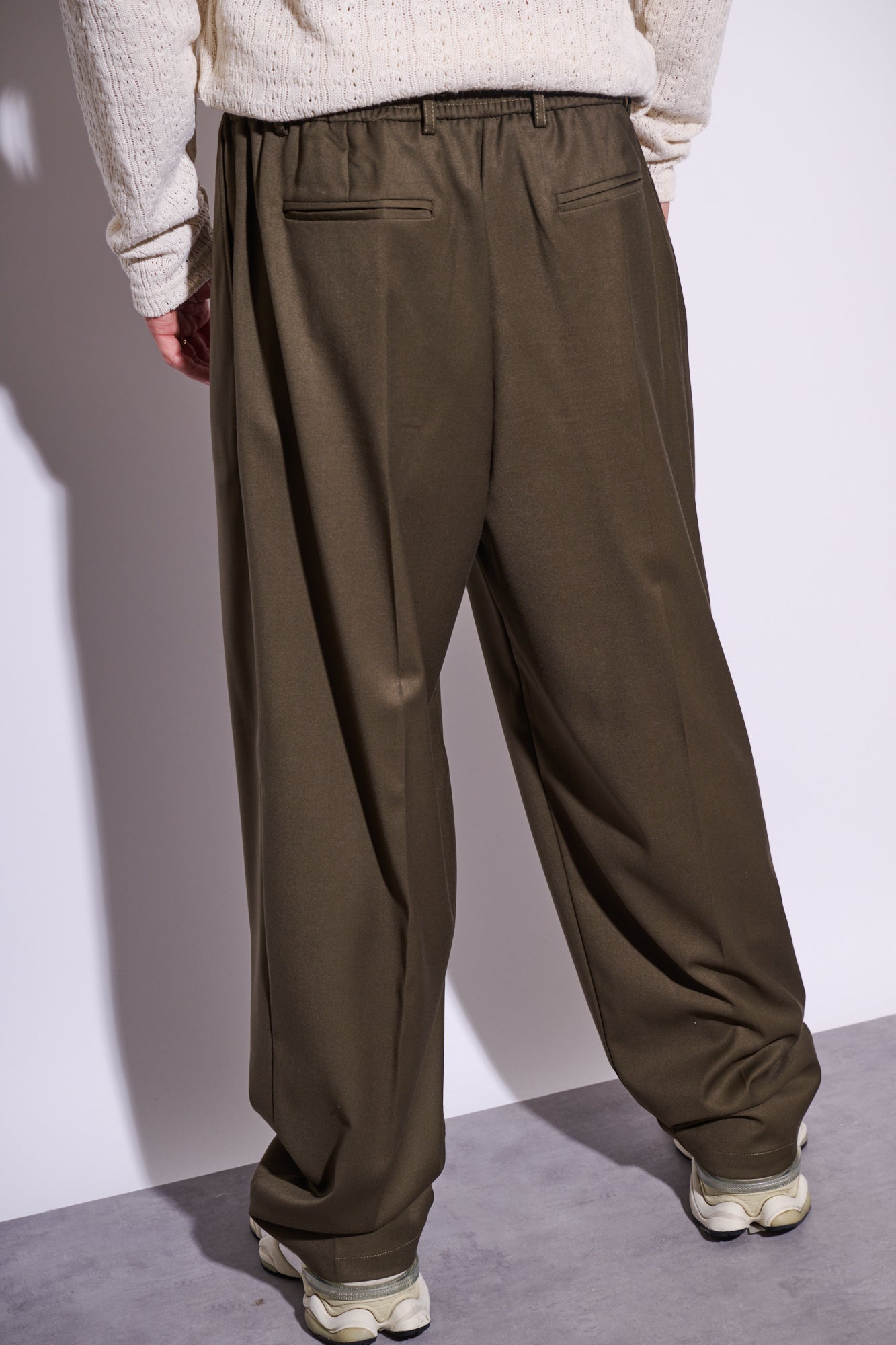 BRAIN Pantalone Palazzo Viscosa Verde Militare