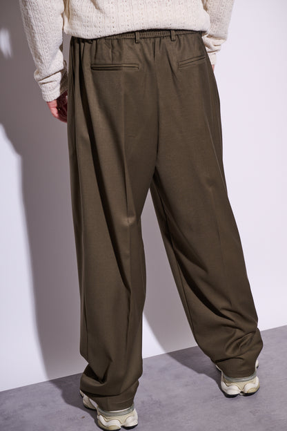 BRAIN Pantalone Palazzo Viscosa Verde Militare